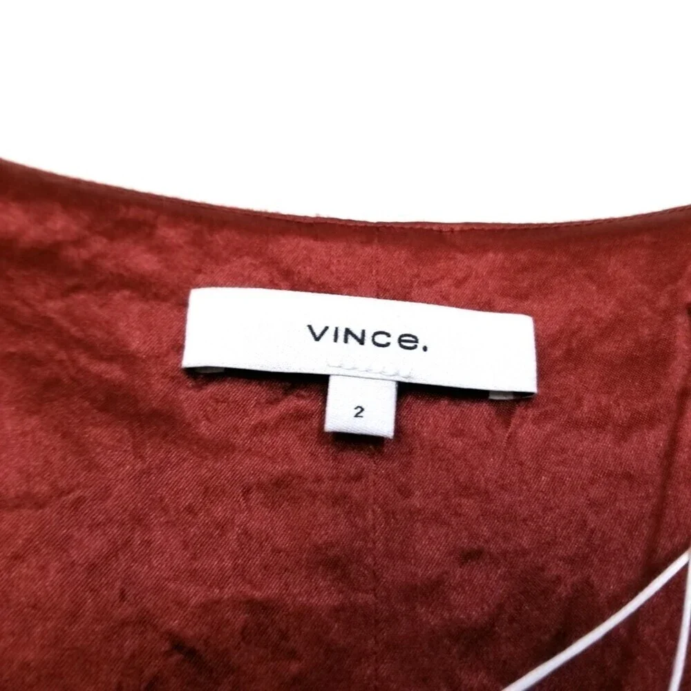 NWT Vince Minimal Quiet Luxury Slim Midi Slip Dress Sangre Red Satin 2 Cocktail - Picture 5 of 13